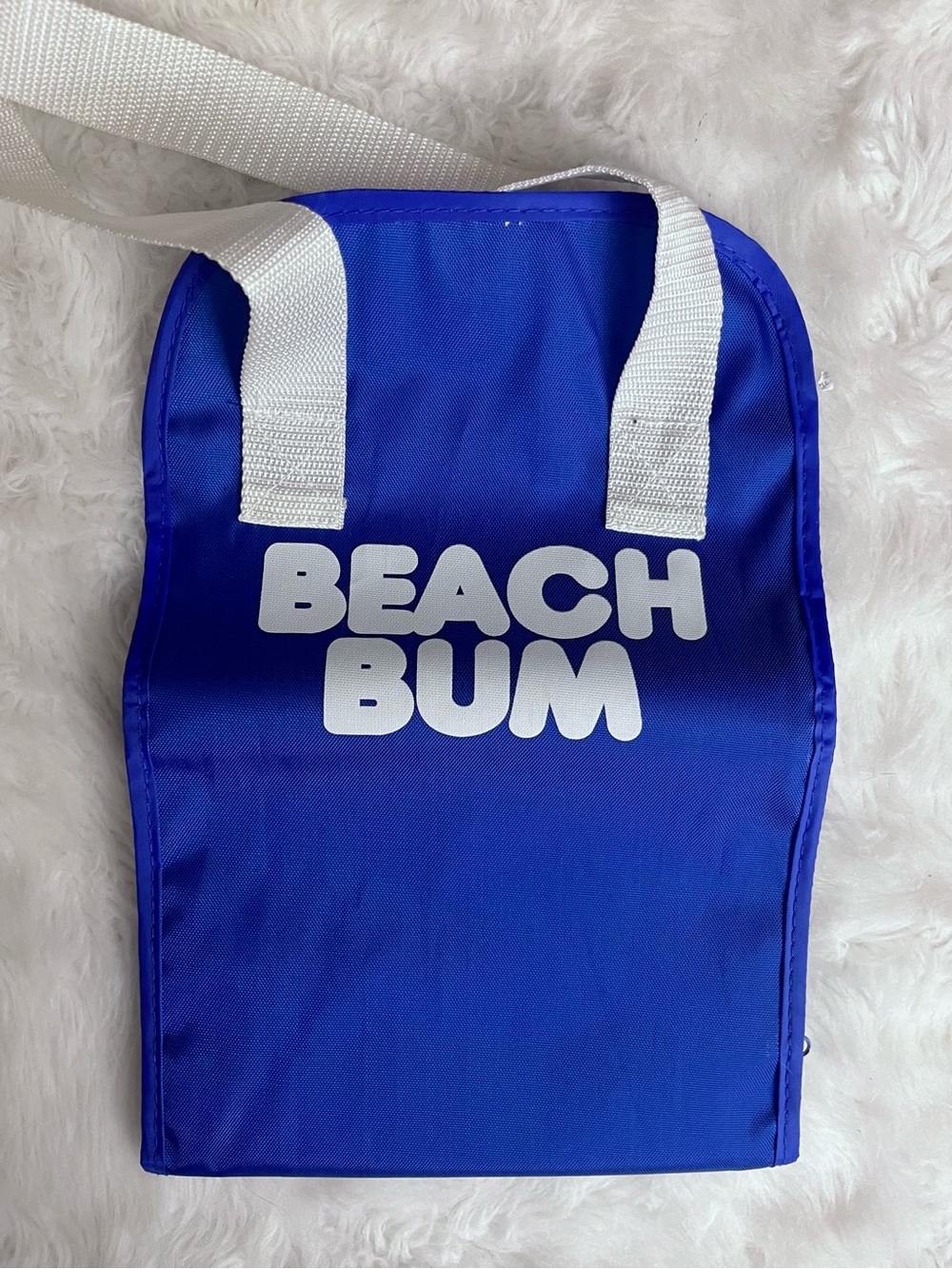 NIB 1980s Vintage Blue & White Beach Bum Nylon Cross Body Carry Towel Tote Bag